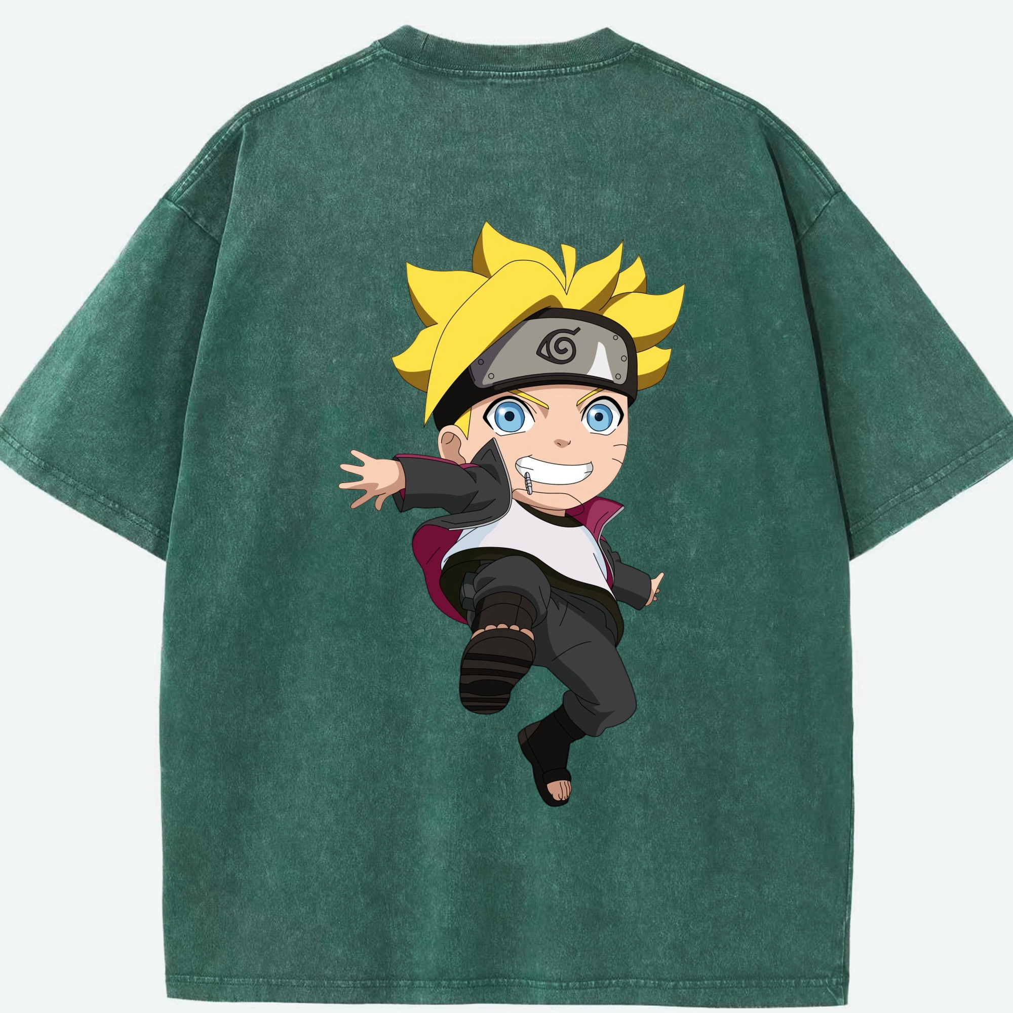 （画像用） NARUTO -ナルト- うずまき ボルト Uzumaki Boruto 綿100% ヴィンテージ風 半袖Tシャツ（背面プリント）